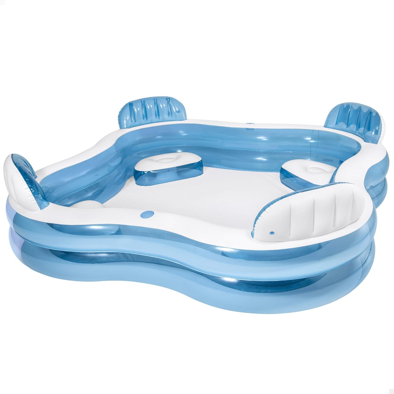 Intex 56475NP - Aufblasbarer Familienpool Quadratisch mit Vier Sitzen, Vinyl, Mehrfarbig, 229x229x66 cm